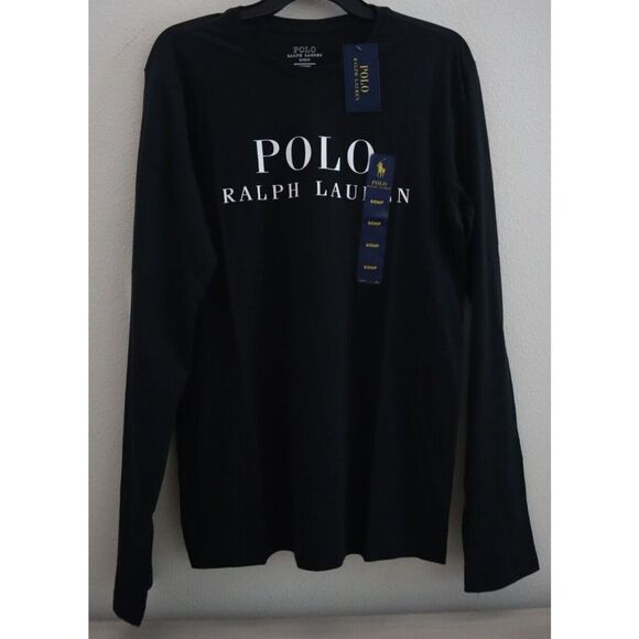 Polo Ralph Lauren PL91RL Men's Sz S Black Logo Graphic L/S Crew Neck Shirt - Picture 1 of 4